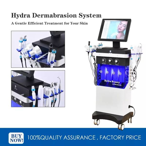 

14 in 1 beauty equipment vertical hydrafacial beauty machine hydro facial diamond peel hydra dermabrasion machine water jet aqua facials, Black;white