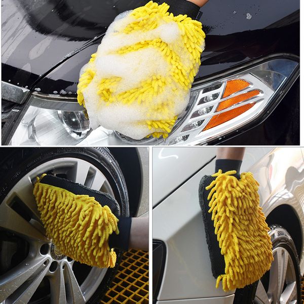 

waterproof car wash microfiber chenille gloves thick car cleaning mitt wax detailing brush auto care double-faced glove sponge