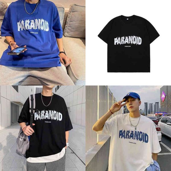 2022 Estate Blu Tee Shirt Uomo Abbigliamento Mezza manica T-shirt oversize Marito Oversize Gothic Stalker Streetwear S-5XL Harajuku Y220606