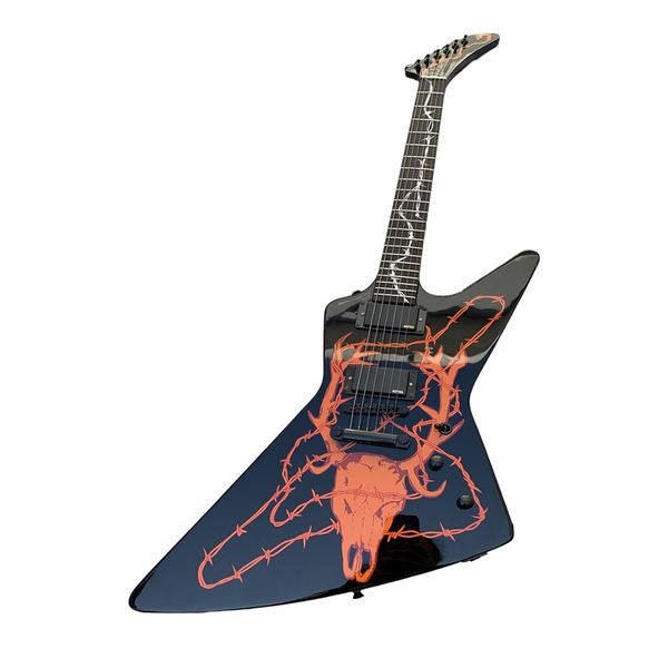 

electric guitar vintage handmade unique black orange mahogany rosewood