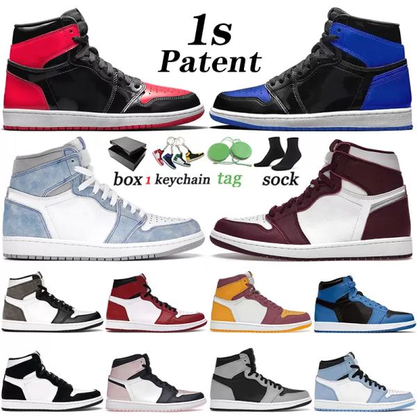

2022 with box jumpman 1 og mens basketball shoes 1s bred patent royal blue bordeaux dark mocha marina chicago twist obsidian unc men sports