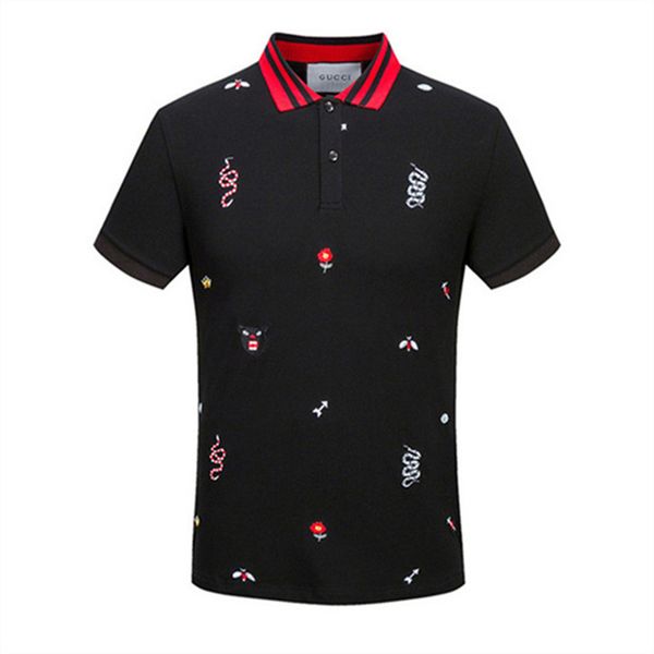 

animal print men polo shirt casual business embroidery polos shirts male short sleeve homme oversized lapel tees 2022 designer brand asian s, White;black