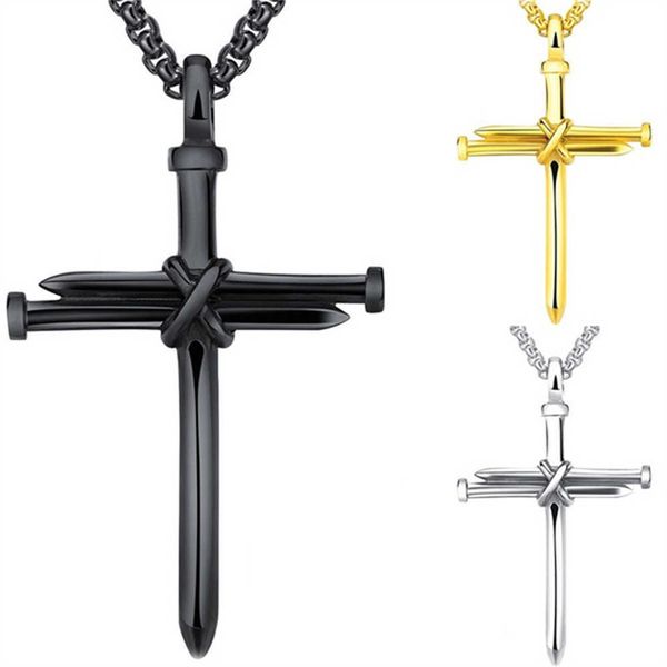 

men new necklace fashion cross styling pendant black gold silver color chain creative necklace gifts