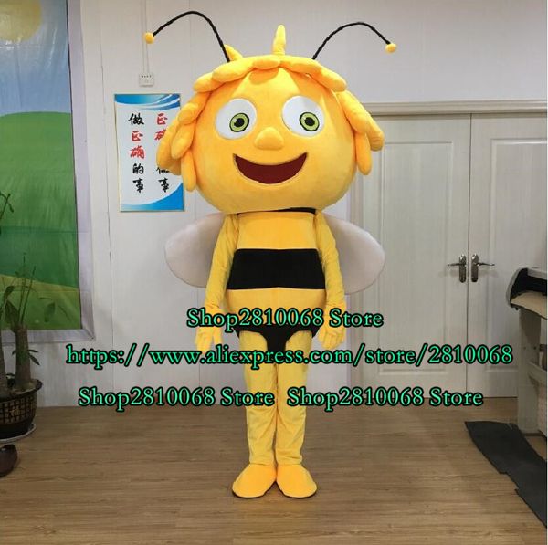 Mascote boneca traje amarelo abelha mascote traje conjunto de festa de aniversário personagem de desenho animado tamanho adulto tamanho de halloween Natal presente 1189-7