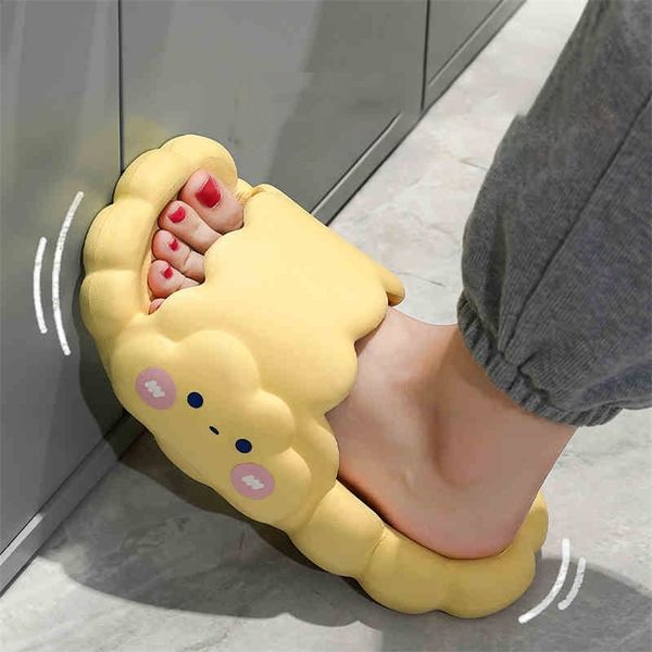 

summer women men s slippers thick platform beach slide sandals non slip flip flops cartoon clouds high heels ladies shoes 220622, Black