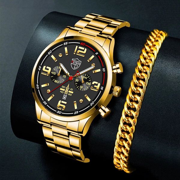 

men's watch men's luxury stainless steel quartz sports clock, Slivery;brown