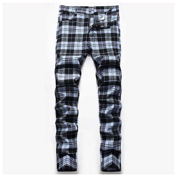 

men's pants hip hop fashion plaid stretch solid color trousers slim fit streetwear casual pants for male harakuju plus size 28-42, Black
