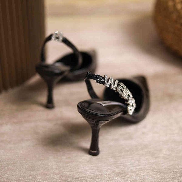 

slippers spring and summer super fairy baotou pointed women's shoes high heels thin heel king aw same sandals, Black