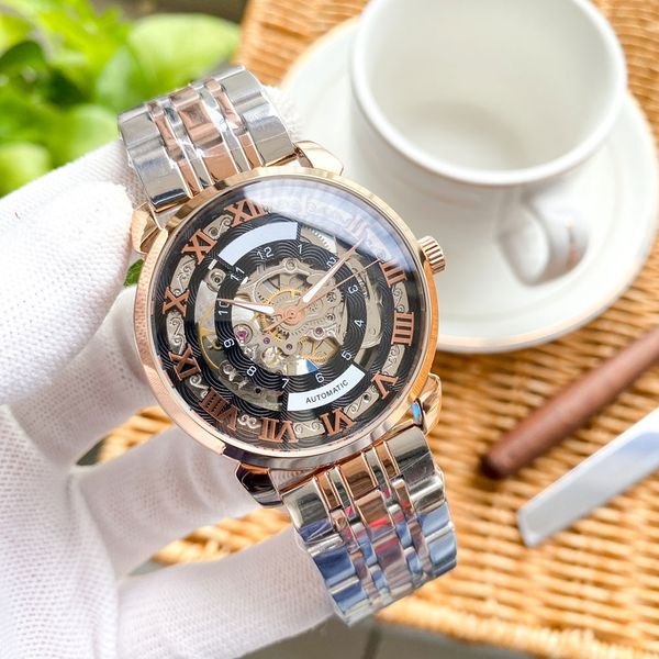 

mens watch automatic mechanical watches sapphire 42mm business wristwatches waterproof montre de luxe stainless steel case, Slivery;brown