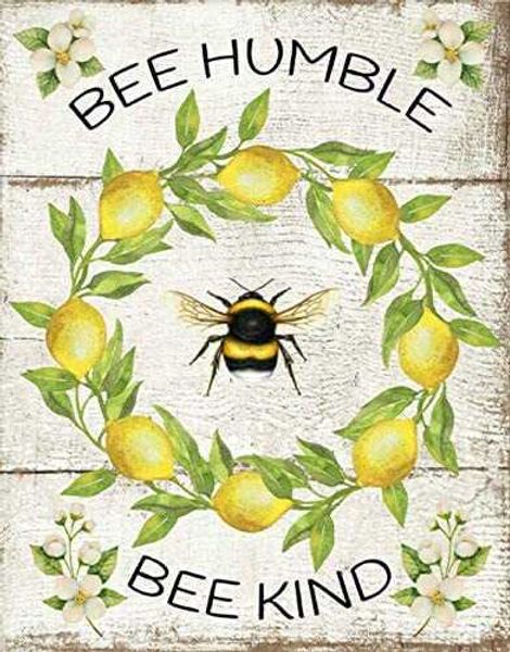 

lemon bee humble bee kind poster vintage painting tin sign for street garage family cafe bar farm country bathroom wall decoration cute sign