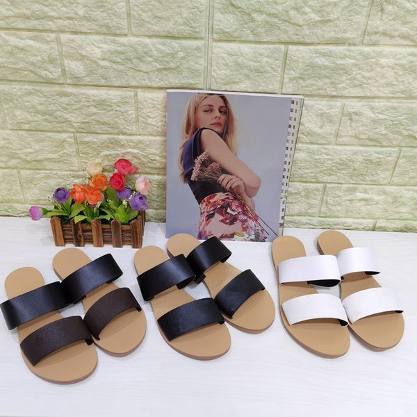 

women designer brand slippers summer fall shoes club plus size flips flops dress shoe pu patent leather print letter scuffs flat heels outdo, Black