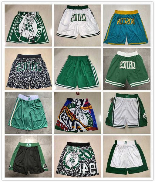 

boston''celtics''men throwback basketball shorts pocket, Black