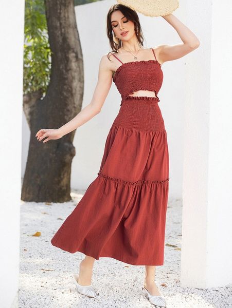 

shirred frilled cut out front ruffle hem dress f4nj#, Black;gray