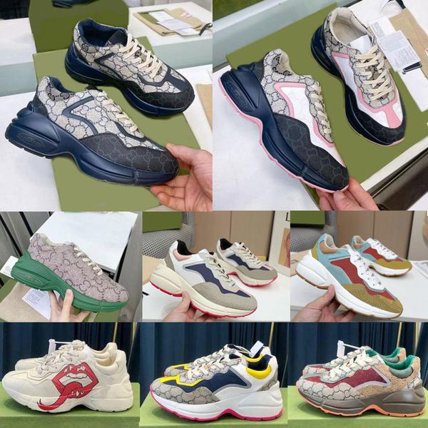 

designer sneakers vintage beige trainers women mens casual shoes embroidered sneaker old daddy shoe chaussures fashion wave mouth with box k, Black