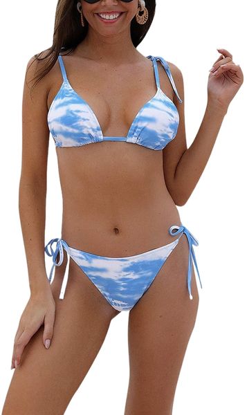 

jelly womens tie dye bikini high waisted cheeky swimsuits sporty racerback two piece bathing suit f65k#, White;black