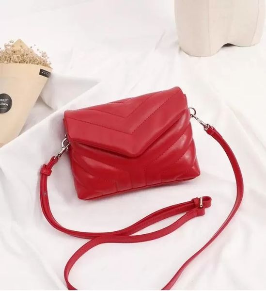 

luxury designer bag square chain real cowhide capacity shoulder quilted handbag, Black;red