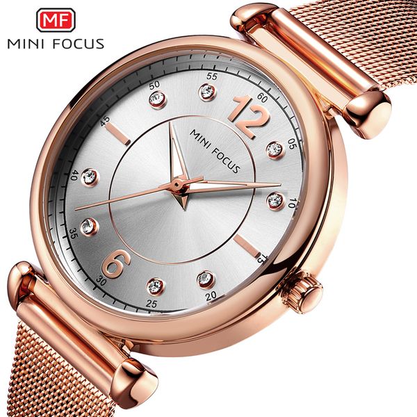 

minifocus women watches waterproof rose gold stainless steel mesh strap brand luxury fashion casual ladys watch relogio feminino