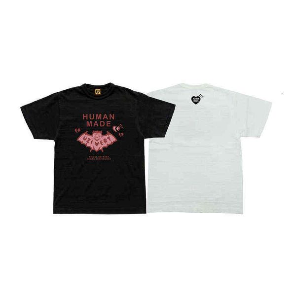 

designer men's t-shirt tide brand co branded bat net red same slub cotton men's and women's short sleeve t-shirt, White;black