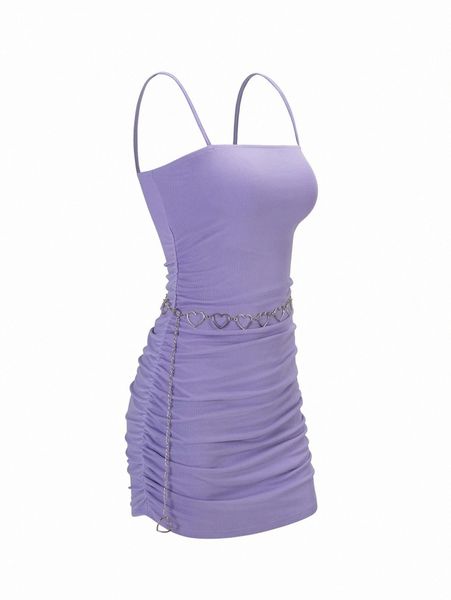 

ruched bodycon dress with chain 74z0#, Black;gray