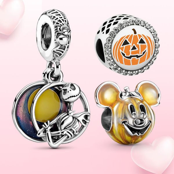 

925 sterling silver before christmas jack double dangle charm fit pandora necklace for women, Black