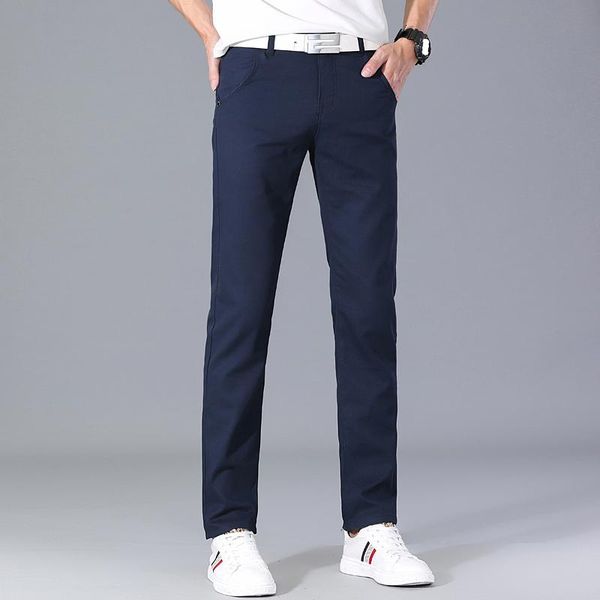 

men's pants men's pants design casual men cotton slim pant straight trousers fashion business solid pantalon pantalones hombre hom, Black