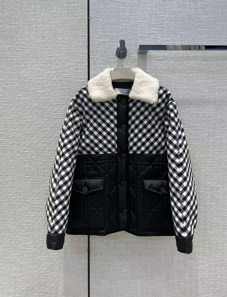 

milan runway down & parkas 2022 new winter lapel neck panelled women's coats designer brand same style outerwear 0826-8, Black