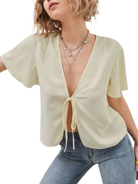 

b.utterfly s.leeve t.ie f.ront b.louse q6ls#, White