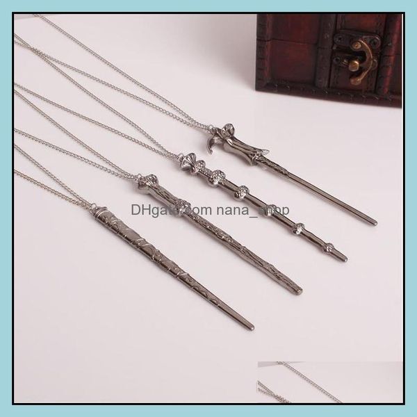 

fashion film magic wand pendant necklace keychain set women movie fan magician creative for men s vintage jewelry gift drop delivery 2021 ot, Silver