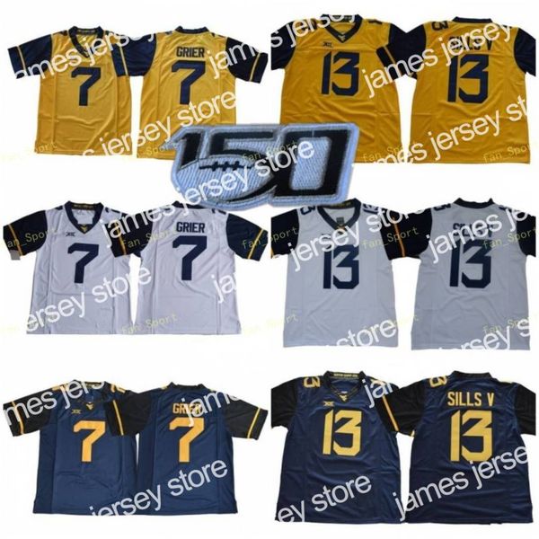

james west virginia mountaineers 13 david sills v 7 will grier 2 kenny robinson college football jerseys blue yellow university football shi, Black
