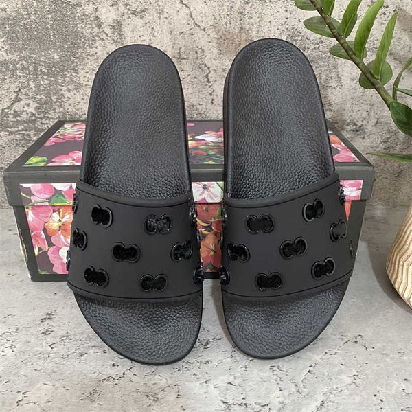 

designers womens slippers slide fashion luxurys floral summer beach slipper rubber flats san, Black