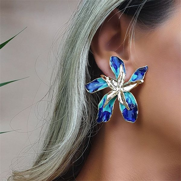 

european and american fashion elegant atmosphere charm metal flower geometric party earrings jewelry gift a449, Golden