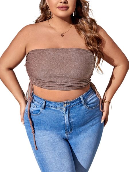 

plus lace up side crop tube i0gb#, Black