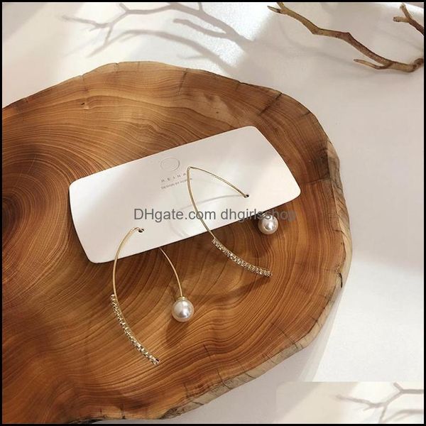 

hoop hie earrings jewelry metal simated pearl zircon elegant for women fashion ear accessories long hook dhdes, Golden;silver