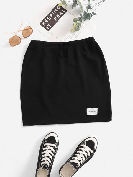 

patched detail skirt x4nx#, Black