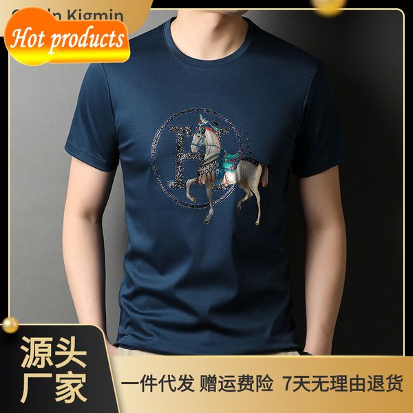 

factory direct selling tide brand clothes wholesale casual menswear summer 2022 men's short sleeve t-shirt trend shirt, White;black