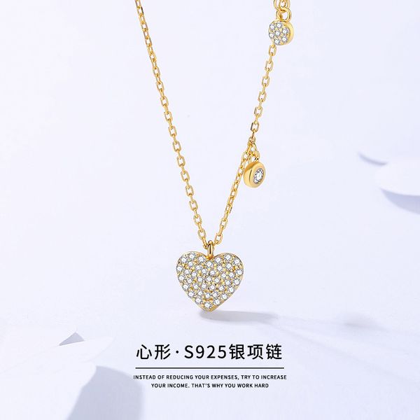 

s925 sterling silver love necklace for women light luxury cold wind versatile c