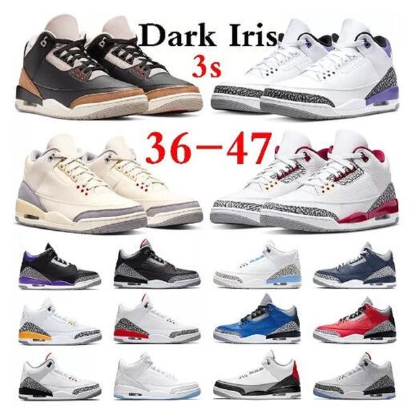 

jumpman 3 basketball shoes 3s men women black gold muslin dark iris cardinal red desert cement neapolitan unc court purple pine green mens