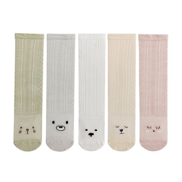 Diz uzunluğu uzun tüp ince bebek çorap bebekler örgü olmayan zemin çorapları elastik çocuklar çocuk sevimli düz renk ventilasyon çorabı 3 7mh h1