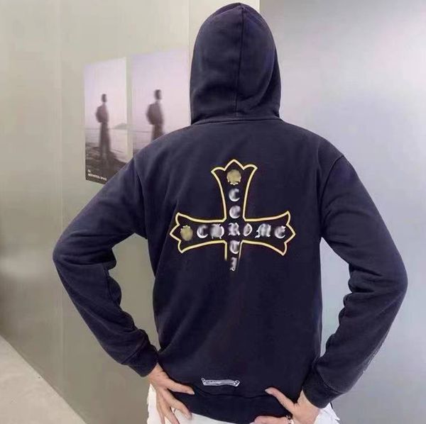 

designer men's luxury loose jackets brand hoodies horseshoe cross print ch men zipper sweatshirts women coat casual fashion pullover h, Black;brown