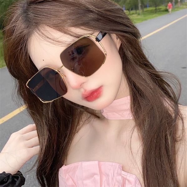 

22% off 2022 luxury fashion design high version sunglasses family irregular large frame women's metal hollow out anti ultraviolet, White;black