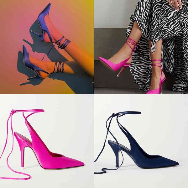 

sandals bandage small heel large european and american high heels women single shoes pink 220427, Black