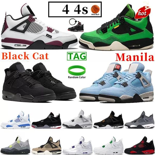 

manila 4 university blue 4s basketball shoes black cat fire red men sneakers starfish metallic orange green what the mushroom mens