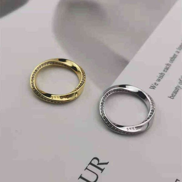 

rings new designer inlaid twist plain irregular geometric winding, Silver