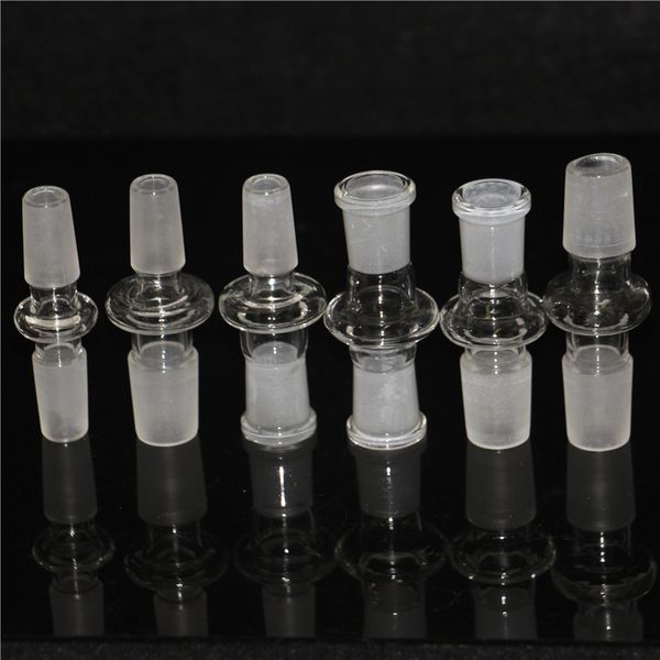 Adattatore riduttore in vetro da 18 mm maschio a 14 mm femmina per narghilè Adattatori di recupero connettori in vetro borosilicato smerigliato divisi