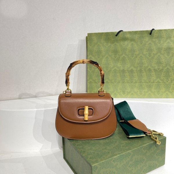 

tz ladies bamboos bags brown leather classic bamboo handle bag mini handbag removable red green shoulder strap shoulder bag messenger bags v