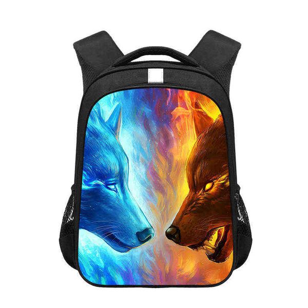 Cool Wolf School Backpack for Girls Boys Children Book Bag Animal Tiger Print Zaino Uomo Borsa da viaggio zaino in tela per studenti