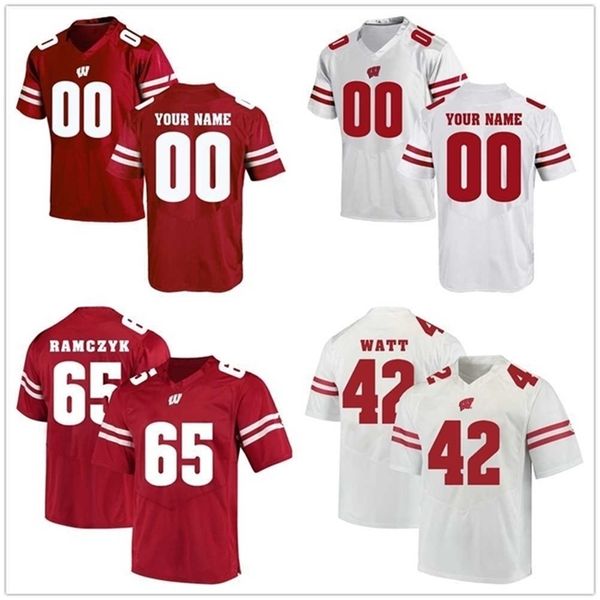 SJ98 Özel Wisconsin Badgers Koleji Jersey Watt Jonathan Taylor Russell Wilson James Beyaz Montee Topu Futbol Dikişli Formalar