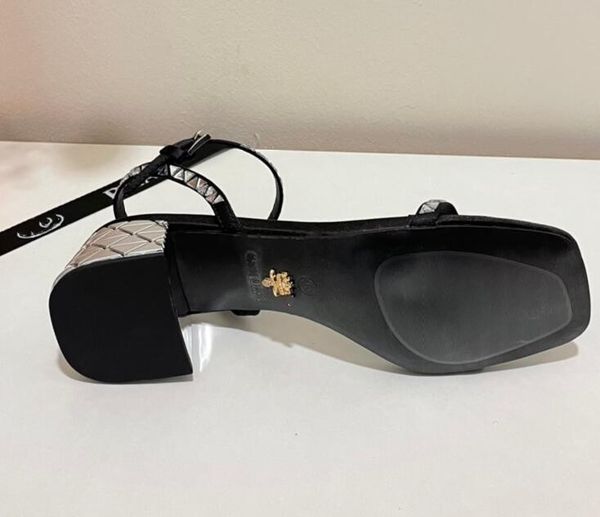 

new summer thick heel sandals sequin sandal heel height 5.0 9.0cm electroplated casual slipper, Black