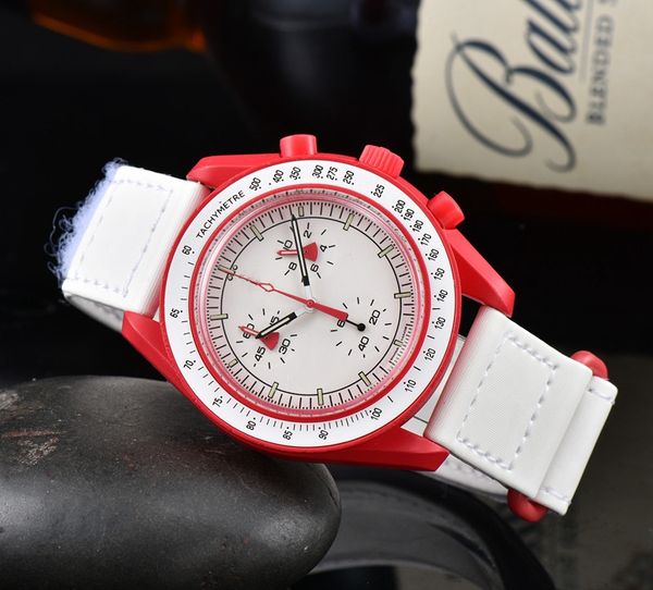 

2023 men luxury watch six stitches all dials work automatic quartz men's joint watch european brand chronograph clock fashion planet se, Slivery;brown