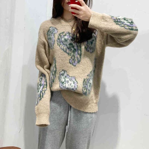

women's sweaters fadan autumn and winter style s family paisley jacquard mohair long sleeve round neck sweater loose pullover sweater w, White;black